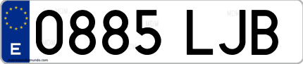 Ejemplo de matrícula de coche ordinaria 0885 LJB