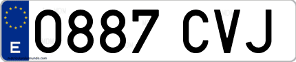 Ejemplo de matrícula de coche ordinaria 0887 CVJ