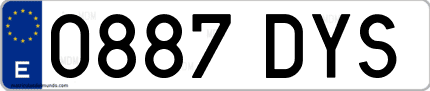 Ejemplo de matrícula de coche ordinaria 0887 DYS