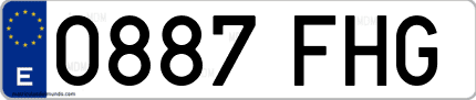 Ejemplo de matrícula de coche ordinaria 0887 FHG