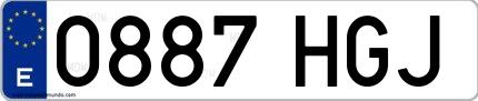Ejemplo de matrícula española 0887 HGJ