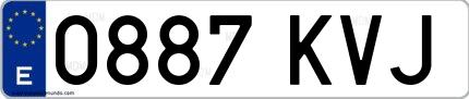 Ejemplo de matrícula española 0887 KVJ