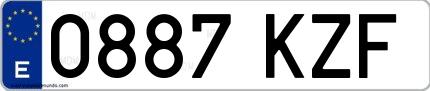 Ejemplo de matrícula española 0887 KZF