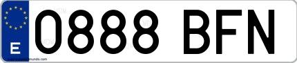 Ejemplo de matrícula española 0888 BFN