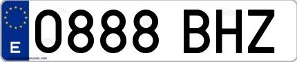 Ejemplo de matrícula española 0888 BHZ