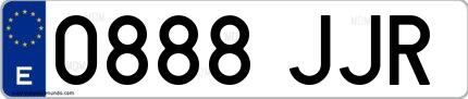 Ejemplo de matrícula española 0888 JJR