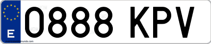 Ejemplo de matrícula de coche ordinaria 0888 KPV
