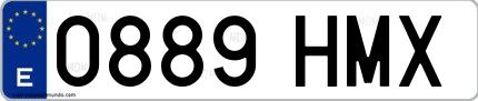 Ejemplo de matrícula española 0889 HMX