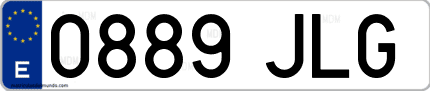 Ejemplo de matrícula de coche ordinaria 0889 JLG