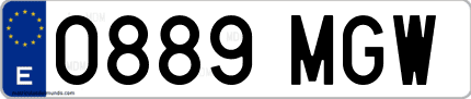 Ejemplo de matrícula de coche ordinaria 0889 MGW