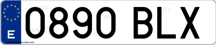 Ejemplo de matrícula de coche ordinaria 0890 BLX