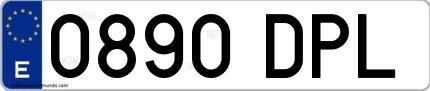 Ejemplo de matrícula española 0890 DPL