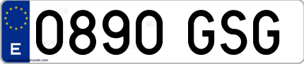 Ejemplo de matrícula de coche ordinaria 0890 GSG