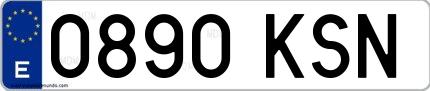 Ejemplo de matrícula española 0890 KSN