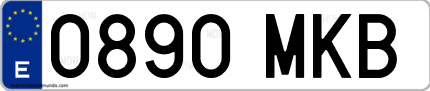 Ejemplo de matrícula de coche ordinaria 0890 MKB