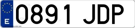 Ejemplo de matrícula española 0891 JDP
