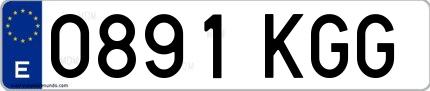 Ejemplo de matrícula española 0891 KGG