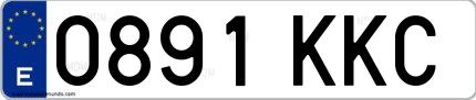 Ejemplo de matrícula española 0891 KKC