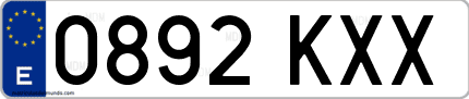 Ejemplo de matrícula de coche ordinaria 0892 KXX