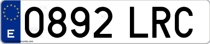 Ejemplo de matrícula de coche ordinaria 0892 LRC