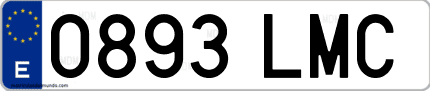 Ejemplo de matrícula de coche ordinaria 0893 LMC