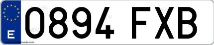 Ejemplo de matrícula española 0894 FXB
