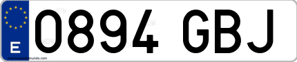 Ejemplo de matrícula de coche ordinaria 0894 GBJ