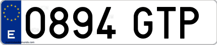 Ejemplo de matrícula de coche ordinaria 0894 GTP