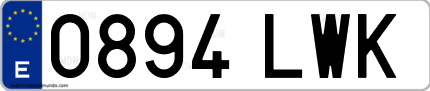 Ejemplo de matrícula de coche ordinaria 0894 LWK