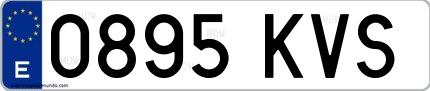 Ejemplo de matrícula española 0895 KVS