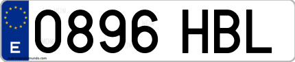 Ejemplo de matrícula de coche ordinaria 0896 HBL