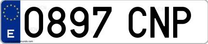 Ejemplo de matrícula española 0897 CNP