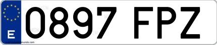 Ejemplo de matrícula española 0897 FPZ