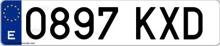 Ejemplo de matrícula española 0897 KXD