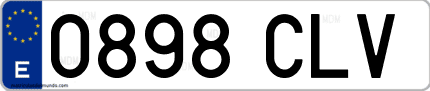 Ejemplo de matrícula de coche ordinaria 0898 CLV
