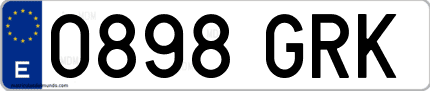 Ejemplo de matrícula de coche ordinaria 0898 GRK