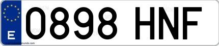 Ejemplo de matrícula española 0898 HNF