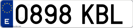 Ejemplo de matrícula de coche ordinaria 0898 KBL