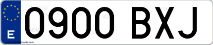 Ejemplo de matrícula de coche ordinaria 0900 BXJ