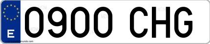 Ejemplo de matrícula española 0900 CHG