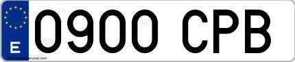 Ejemplo de matrícula española 0900 CPB