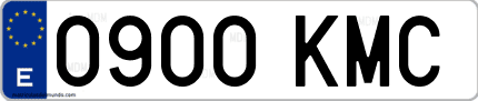 Ejemplo de matrícula de coche ordinaria 0900 KMC