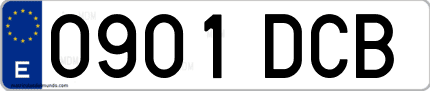 Ejemplo de matrícula de coche ordinaria 0901 DCB