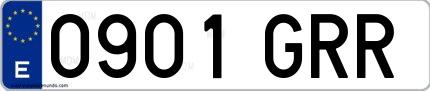 Ejemplo de matrícula española 0901 GRR