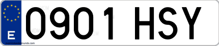 Ejemplo de matrícula de coche ordinaria 0901 HSY