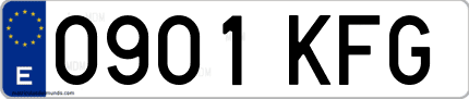 Ejemplo de matrícula de coche ordinaria 0901 KFG