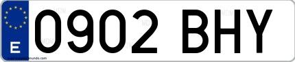 Ejemplo de matrícula española 0902 BHY