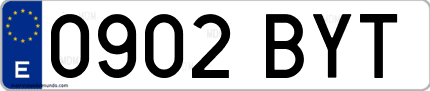 Ejemplo de matrícula de coche ordinaria 0902 BYT