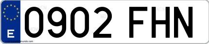 Ejemplo de matrícula española 0902 FHN