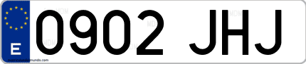 Ejemplo de matrícula de coche ordinaria 0902 JHJ